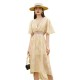 рокля,дамски,поли,и,рокли,lily,printed,v,neck,dress,ginger,(yellow)