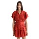 рокля,дамски,поли,и,рокли,scotch,&,soda,ruffled,gathered,short,sleeve,short,dress,ketchup,(red)