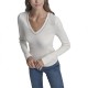 тениска,дамски,тениски,dkny,rhinestone,long,sleeve,v,neck,t,shirt,eggnog,champagne,beige