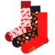 чорапи,мъжки,чорапи,happy,socks,saussage,hamburguer,and,solid,rib,long,socks,3,pairs,multicolor