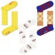чорапи,мъжки,чорапи,happy,socks,yellow,and,white,long,socks,3,pairs,multicolor