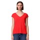 тениска,дамски,тениски,pieces,kamala,short,sleeve,v,neck,t,shirt,poppy,red,(red)
