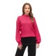 блуза,дамски,пуловери,дамски,плетени,дрехи,vila,violi,crew,neck,ballon,rib,knit,sweater,pink,(pink,yarrow,melange)