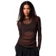 тениска,мъжки,тениски,дамски,тениски,pieces,bobo,mesh,rouching,long,sleeve,t,shirt,black,(hot,fudge,tiny,black,dots)
