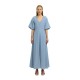 рокля,дамски,поли,и,рокли,selected,maddie,short,sleeve,long,dress,blue,(dusty,blue)