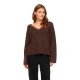 блуза,мъжки,пуловери,дамски,пуловери,vila,liga,v,neck,sweater,brown,(coffee,bean,detail,lace,tone,in,tone)