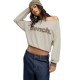 блуза,дамски,блузи,superdry,bardot,applique,crew,sweatshirt,beige,(moonbeam,chocolate,chip)