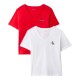 тениска,мъжки,тениски,дамски,тениски,calvin,klein,jeans,lv047c906g,short,sleeve,v,neck,t,shirt,2,units,red,white,(aged,redwood,white)
