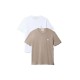 тениска,мъжки,тениски,дамски,тениски,calvin,klein,jeans,lv04rd248g,short,sleeve,t,shirt,2,units,beige,white,(bright,white,roasted,cashew)